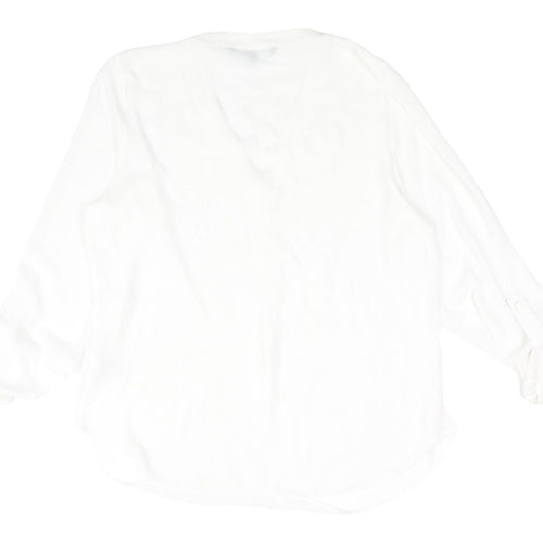 Bonmarché Women's White Blouse Size 14 V-Neck