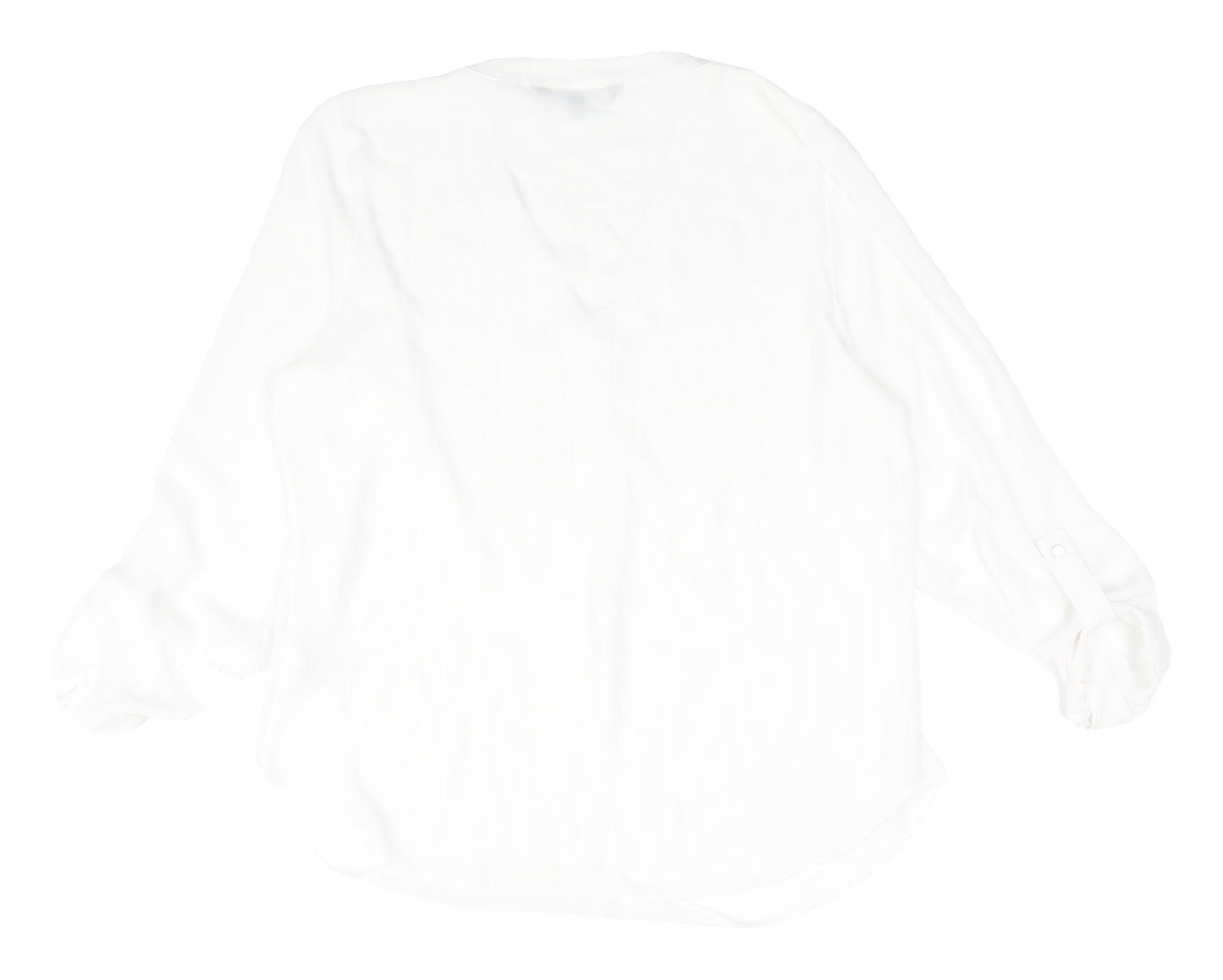 Bonmarché Women's White Blouse Size 14 V-Neck