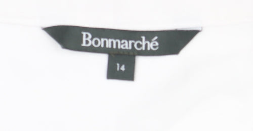 Bonmarché Women's White Blouse Size 14 V-Neck