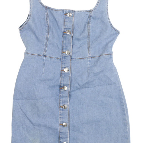 Denim Co Women's Blue Mini Pinafore Dress, Size 12