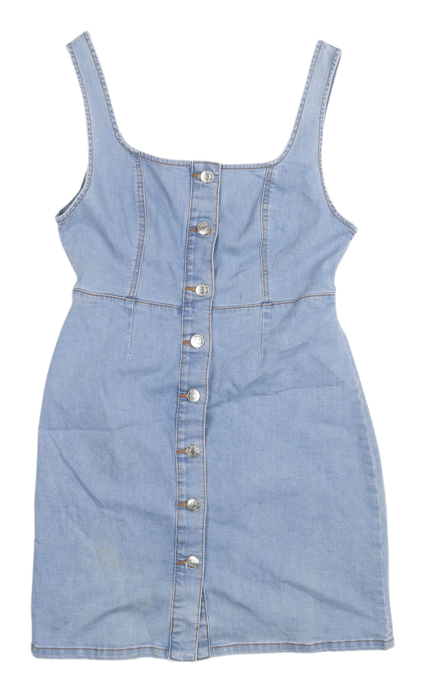 Denim Co Women's Blue Mini Pinafore Dress, Size 12