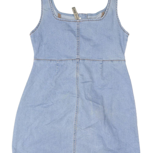 Denim Co Women's Blue Mini Pinafore Dress, Size 12