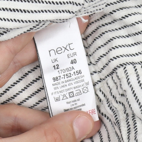 Next Women's Ivory Striped Pinafore Dungaree Dress