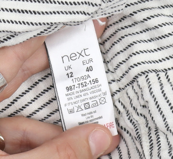 Next Women's Ivory Striped Pinafore Dungaree Dress