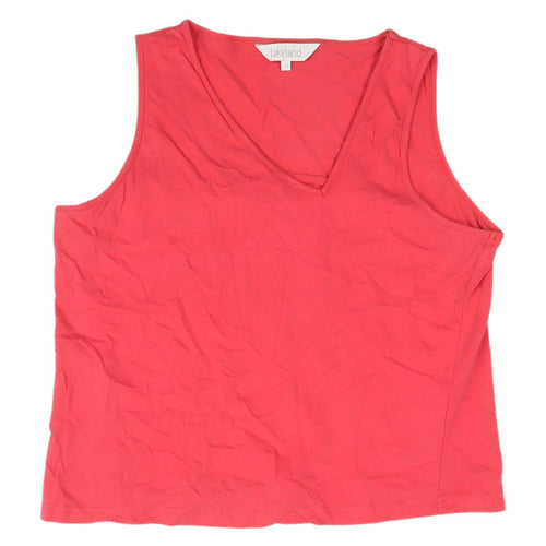Lakeland Women's Red Sleeveless V-Neck Tank Top