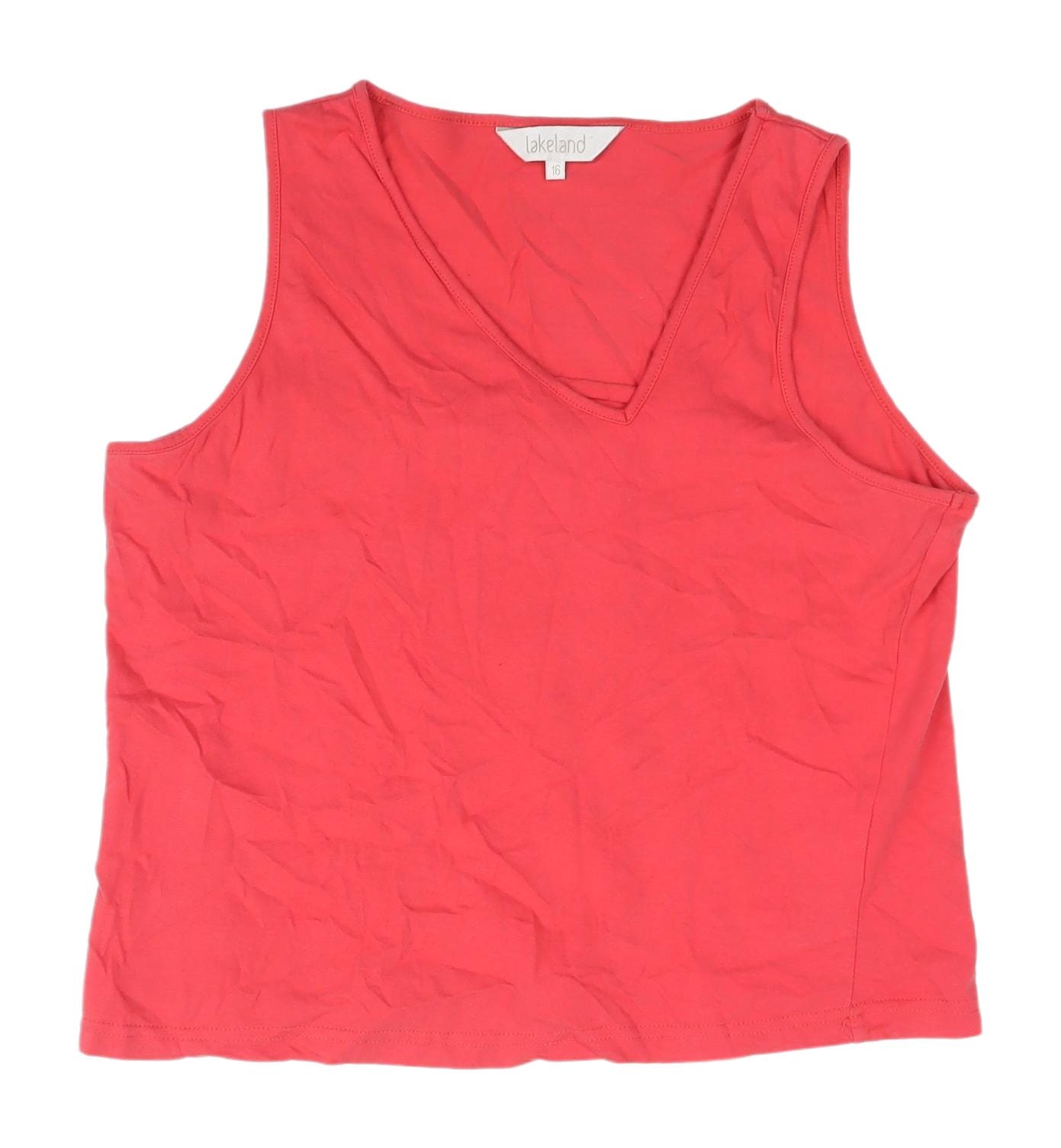 Lakeland Women's Red Sleeveless V-Neck Tank Top