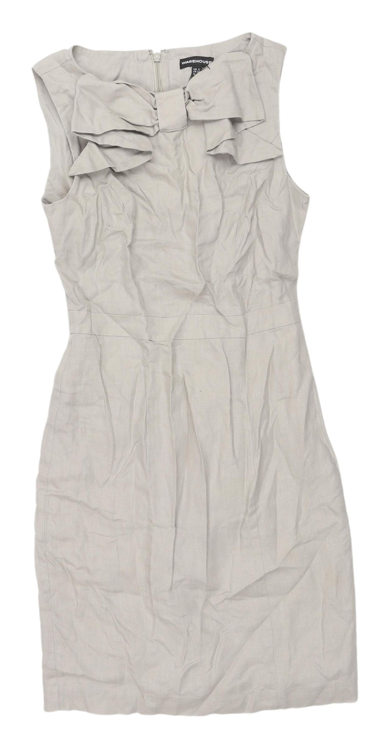 Warehouse Women's Grey Sheath Dress UK 6 Formal Elegant