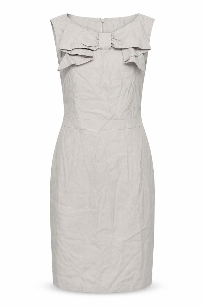 Front view of Warehouse Women's Grey Sheath Dress UK 6 Formal Elegant