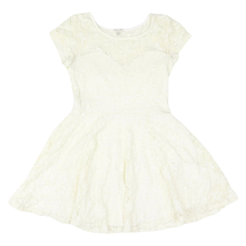 River Island Women's Ivory Fit & Flare Lace Dress - Sz 10