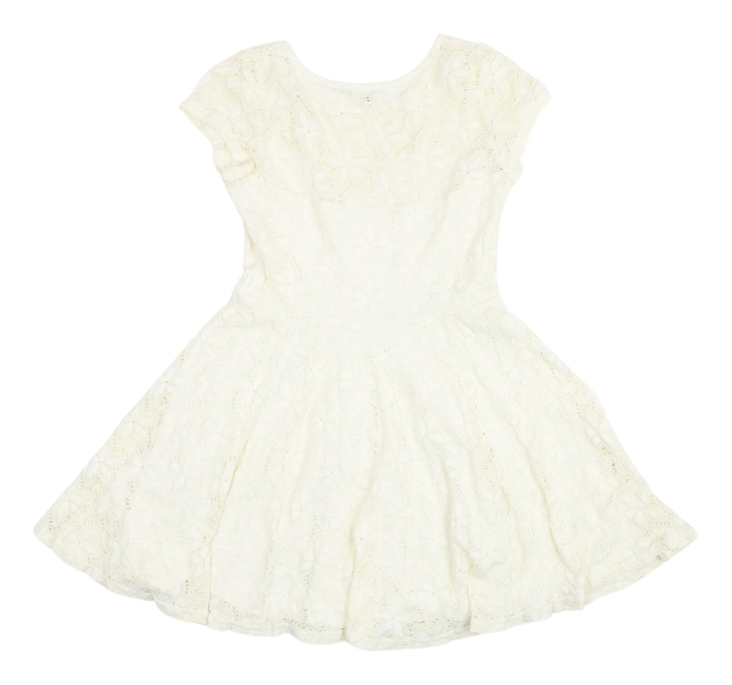 River Island Women's Ivory Fit & Flare Lace Dress - Sz 10