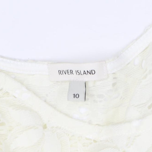 River Island Women's Ivory Fit & Flare Lace Dress - Sz 10