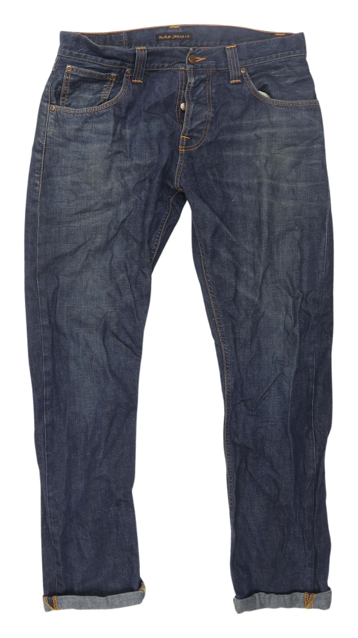 Nudie Jeans Men's Blue Straight Fit Denim 34