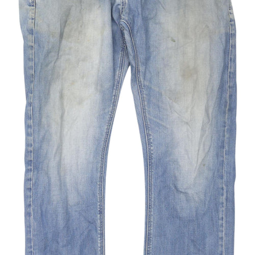 Police Men's Blue Jeans, Size 34, Light Wash