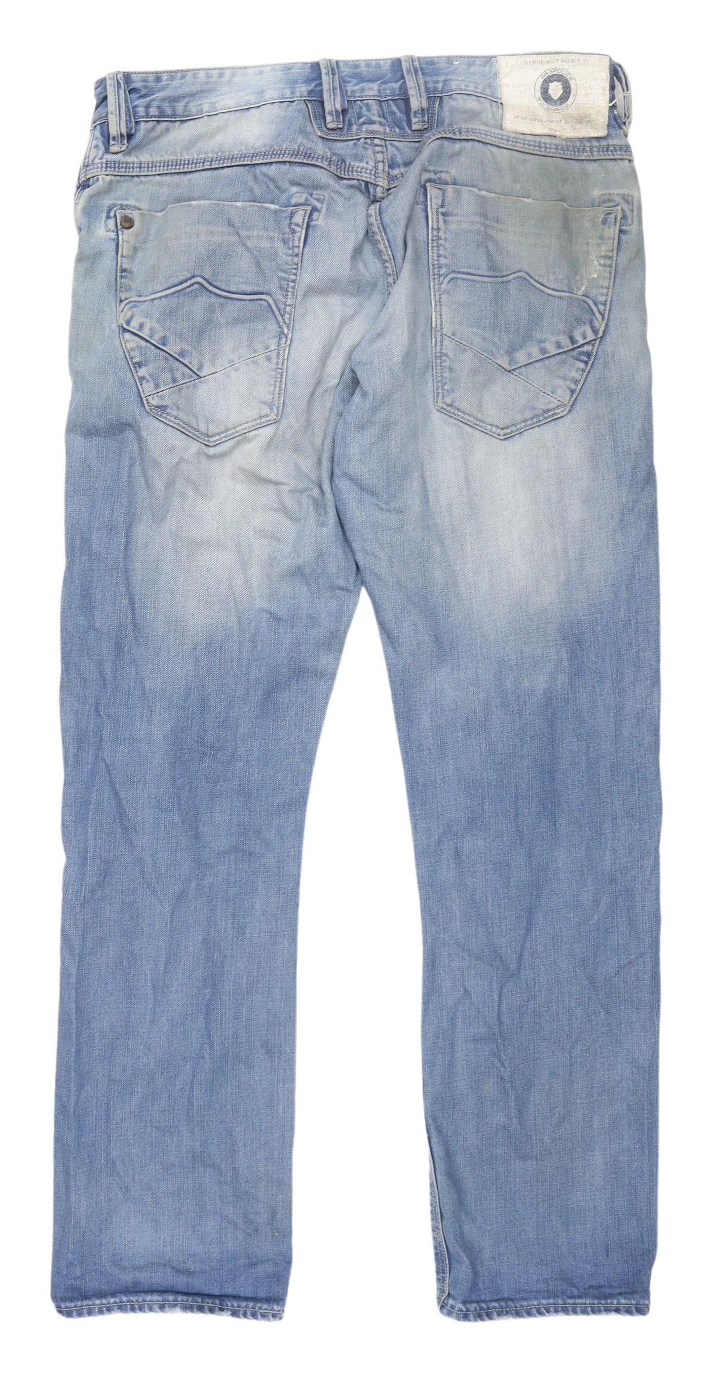 Police Men's Blue Jeans, Size 34, Light Wash