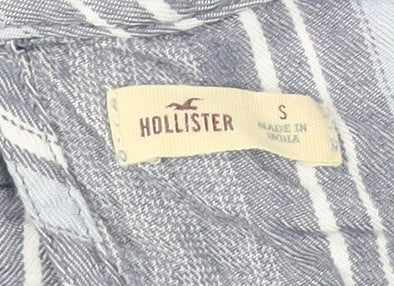 Hollister Women Blue Striped Cropped Blouse S