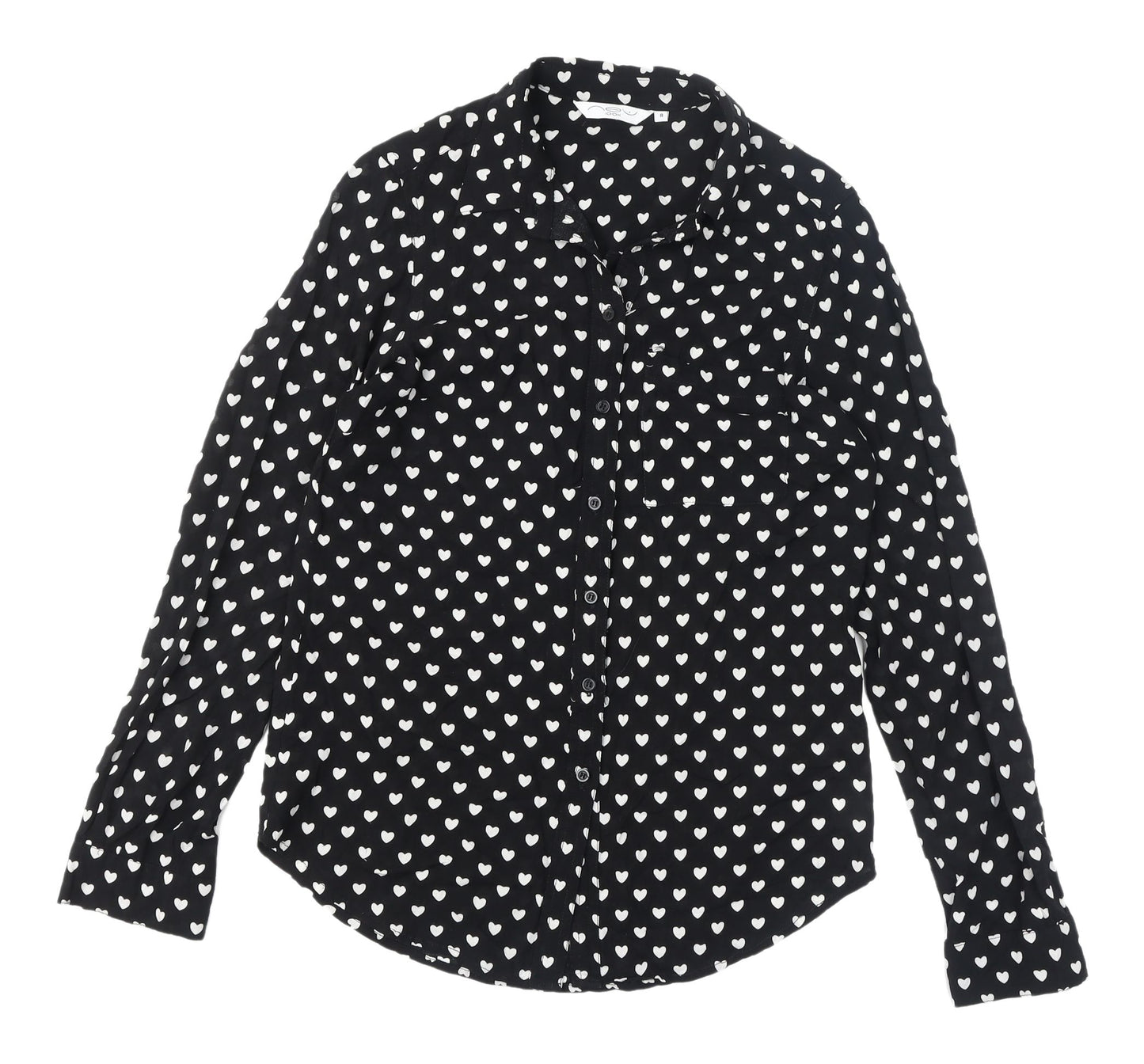 New Look Women's Black Button-Up Shirt Size 8