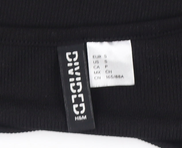 H&M Women's Black Ruched Bodycon Dress Size 12