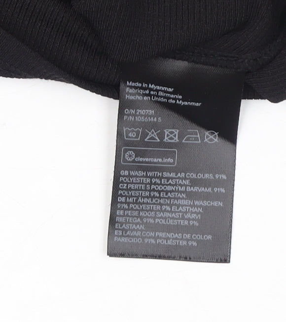 H&M Women's Black Ruched Bodycon Dress Size 12