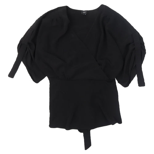 River Island Womens Black Wrap Blouse Size 16