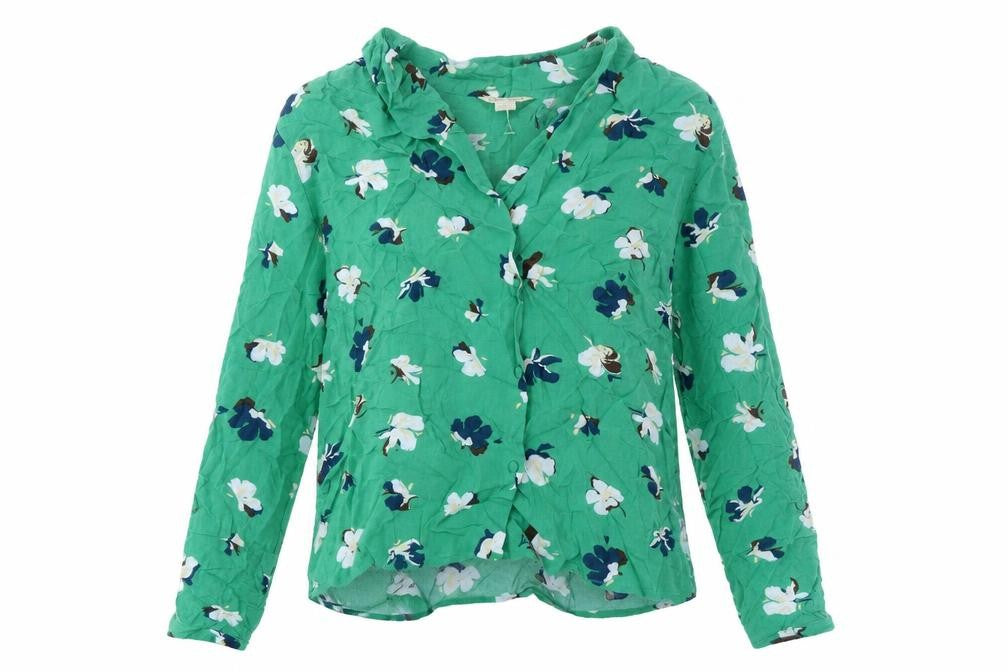 Front view of Monsoon Women's Green Floral Blouse, size 8