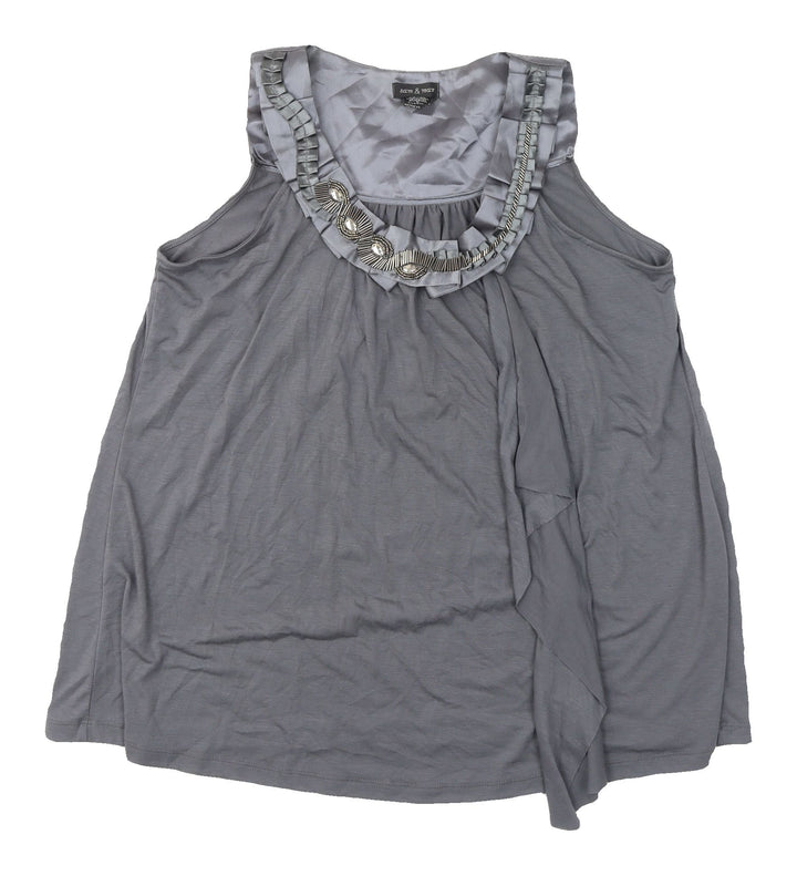 Sam & Max Women's Grey Sleeveless Beaded Top Lined