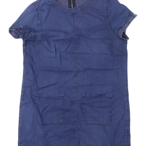 New Look Women Blue Denim Shift Dress Size 16 Casual