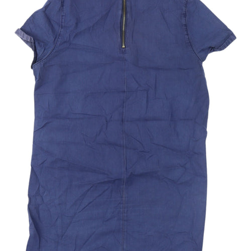 New Look Women Blue Denim Shift Dress Size 16 Casual