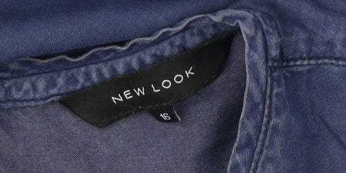 New Look Women Blue Denim Shift Dress Size 16 Casual