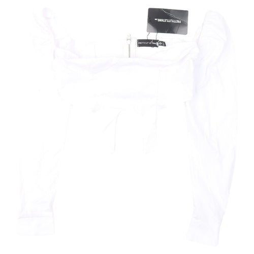 PrettyLittleThing Women's White Puff Sleeve Cropped Blouse