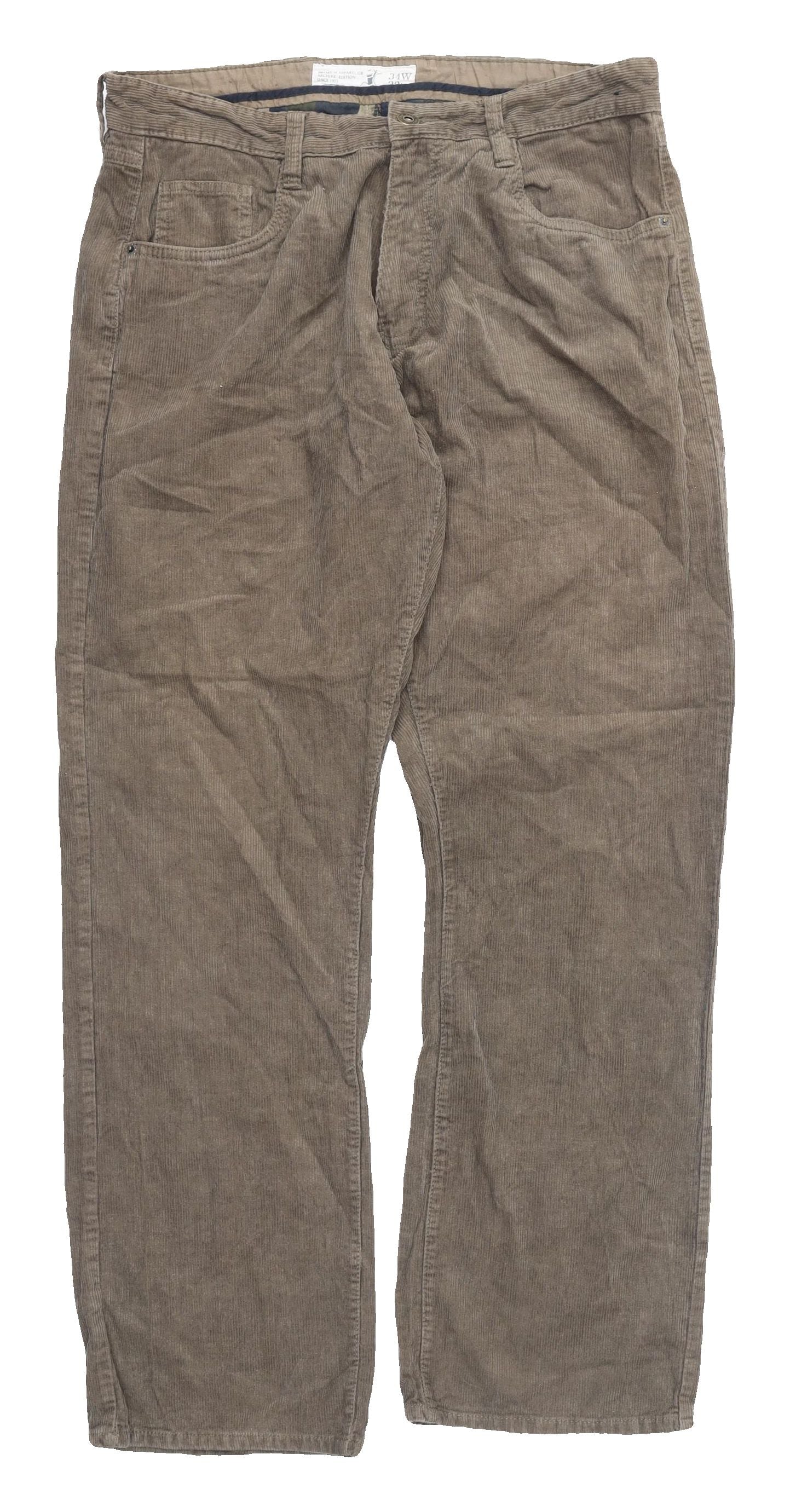 Matalan Men's Beige Corduroy Straight Trousers 34W