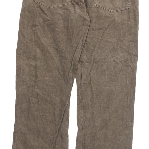 Matalan Men's Beige Corduroy Straight Trousers 34W