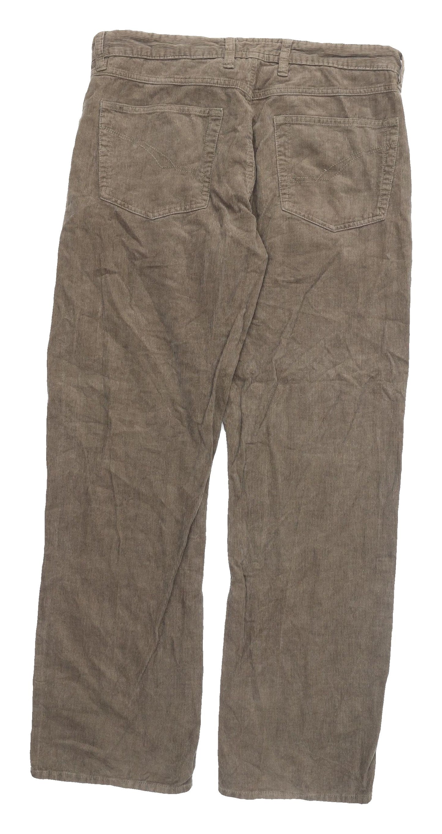 Matalan Men's Beige Corduroy Straight Trousers 34W