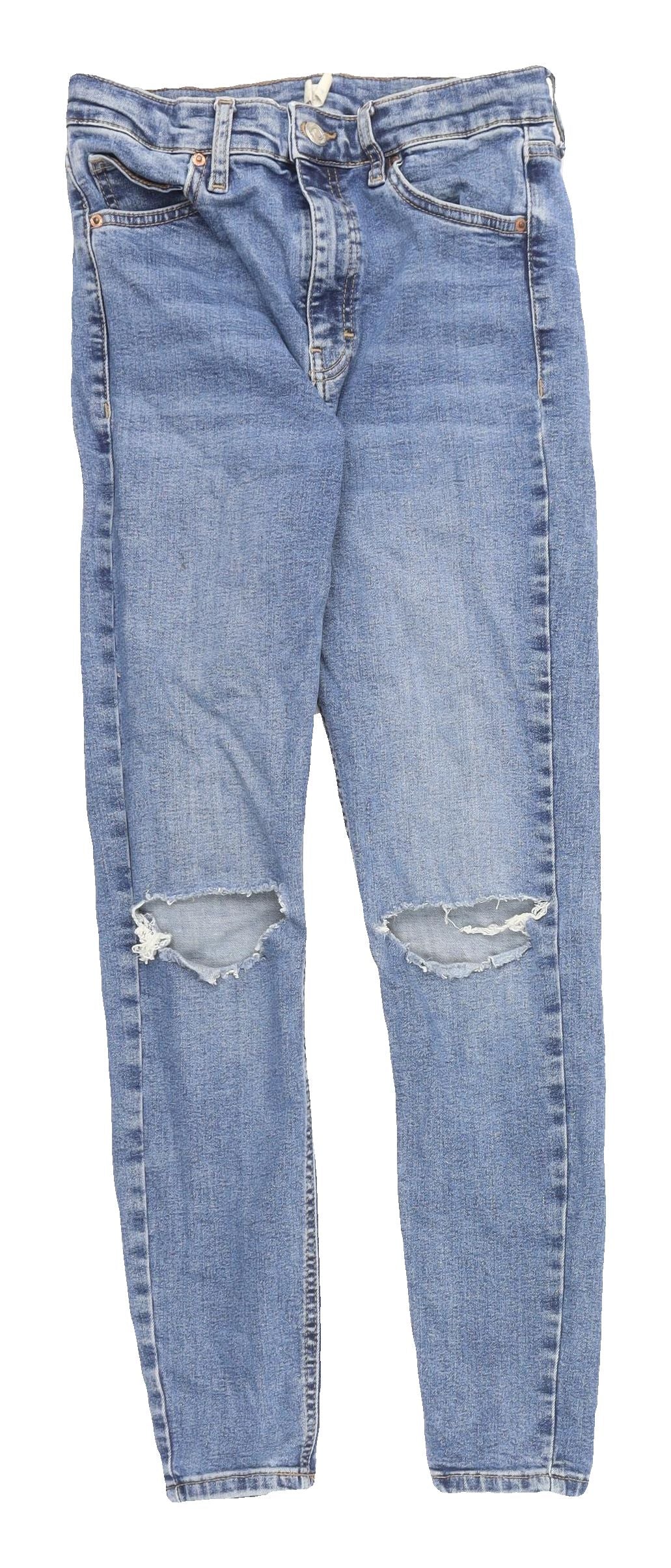 Topshop Women's Blue Skinny Jeans Size 10, Distressed