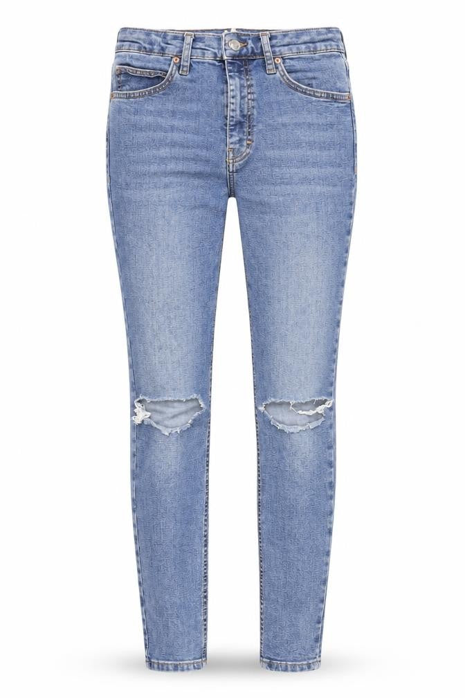 Topshop Women's Blue Skinny Jeans Size 10, Distressed
