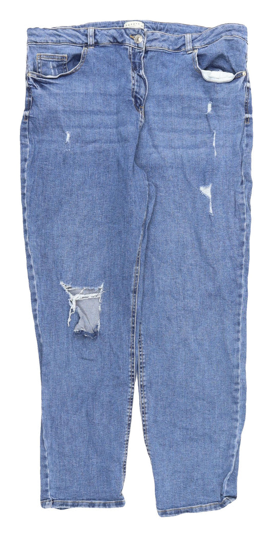 Matalan Women's Blue Straight Distressed Jeans Size 18