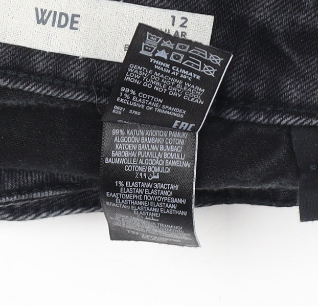 Marks and Spencer Black Wide-Leg Jeans Size 12