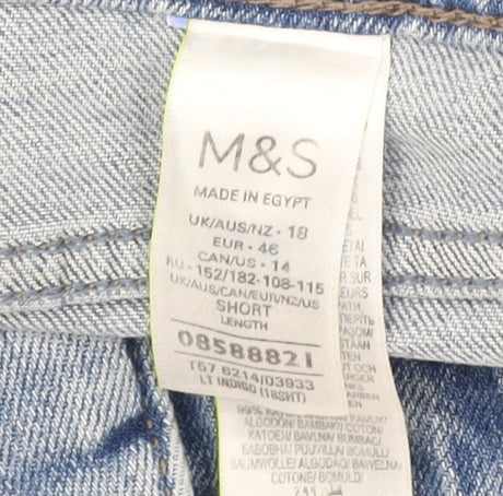 M&S Women's Blue Boyfriend Jeans Size 18 - Distressed Denim