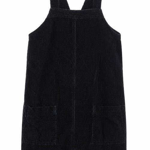 Dorothy Perkins Black Corduroy Pinafore Dress Size 10