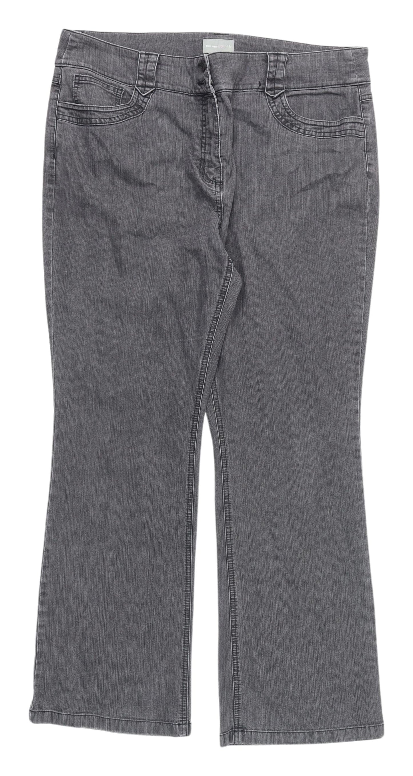 Per Una Women Grey Flared Jeans Size 18