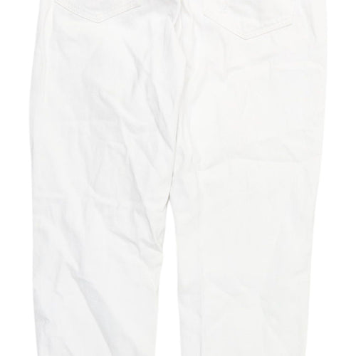Zara Women's White Distressed Straight Jeans Size 8
