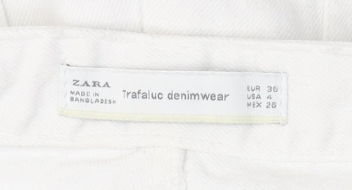 Zara Women's White Distressed Straight Jeans Size 8