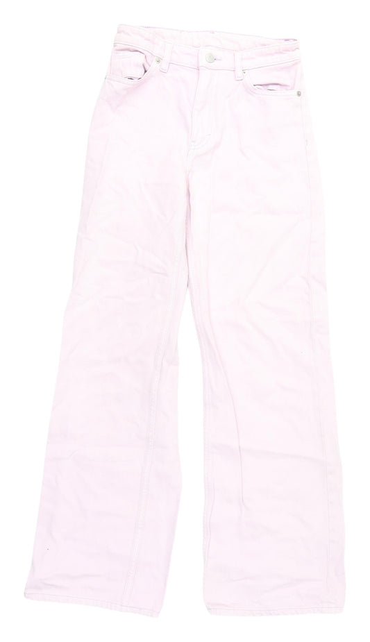 Monki Women's Pink Wide-Leg Cotton Jeans Size 12