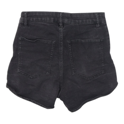 H&M Women's Black High-Rise Cut-Off Denim Shorts, Size 8