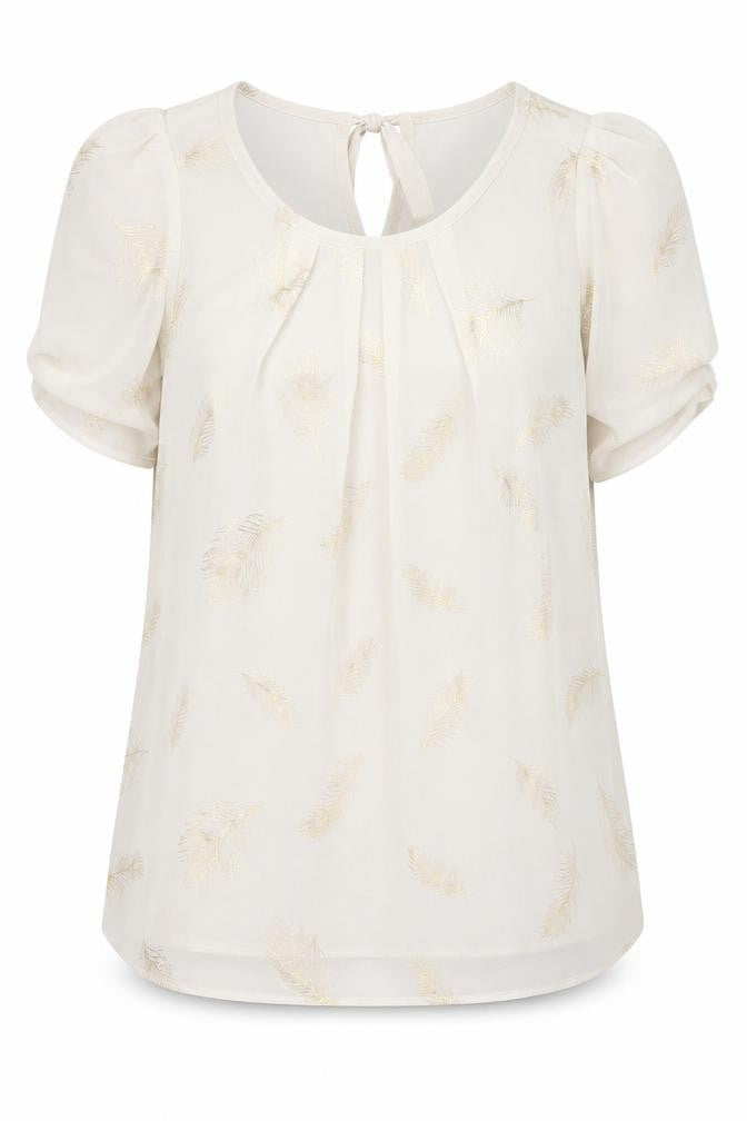 Front view of Wallis Women's Beige Short Sleeve Blouse, size 14