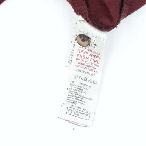 New Look Women's Red Corduroy Button-Up Shirt Size 10