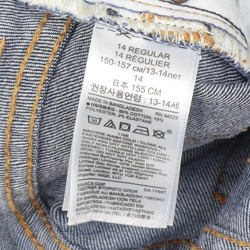 Gap Teens Blue Straight Jeans, Size 14, Stretch Denim