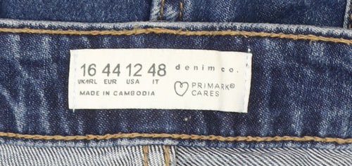 Primark Women's Blue Denim Straight Jeans Size 16