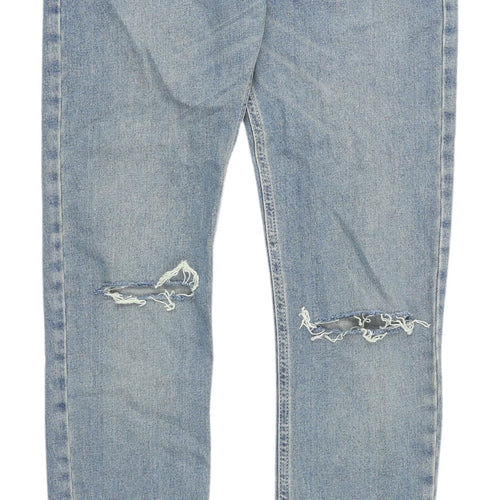 Topman Men's Blue Skinny Jeans, Size 32, Distressed