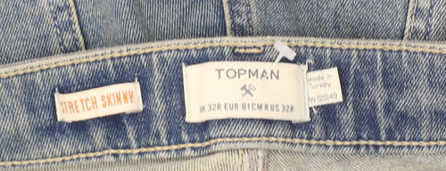 Topman Men's Blue Skinny Jeans, Size 32, Distressed
