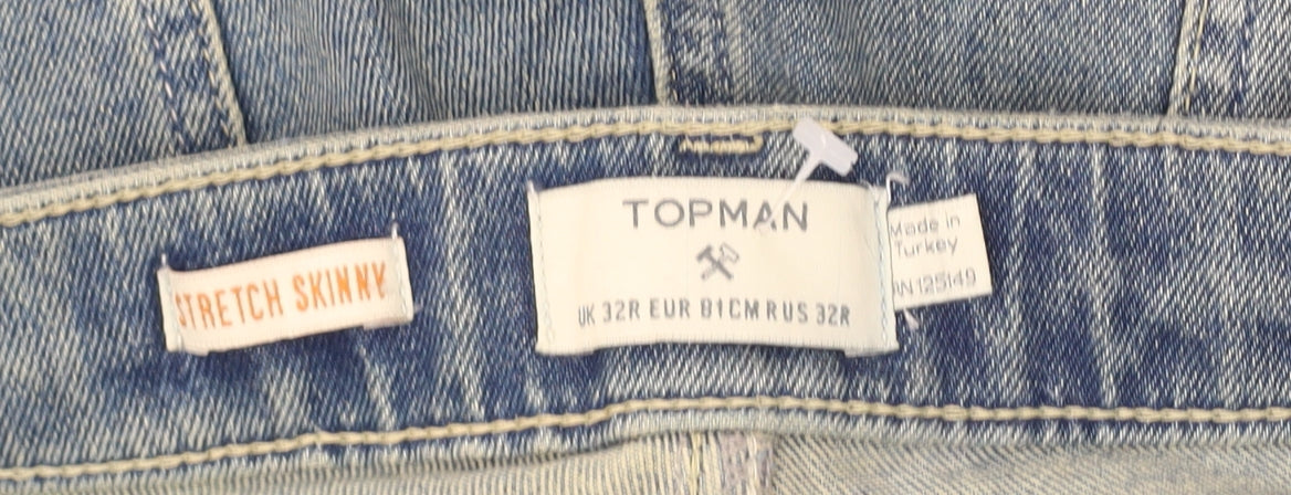 Topman Men's Blue Skinny Jeans, Size 32, Distressed
